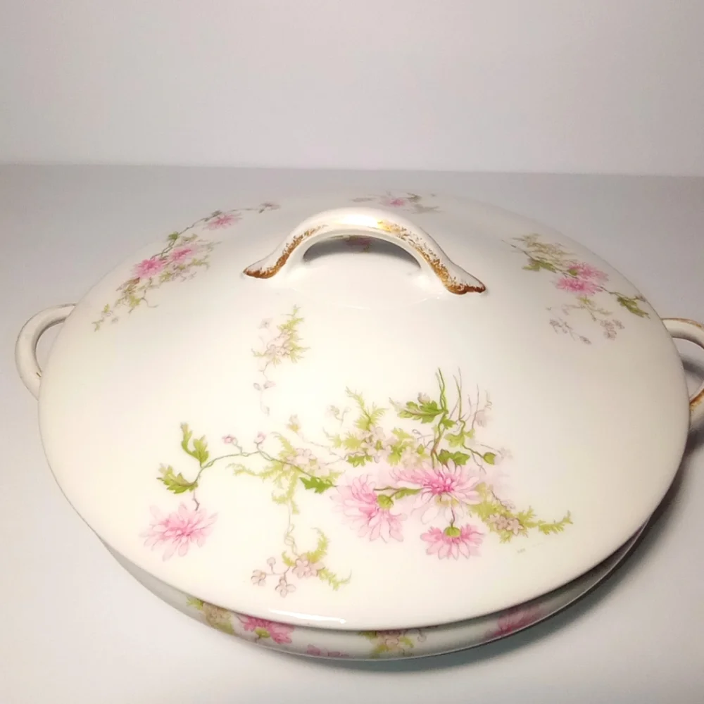 Vintage 1900's Elegant GDA Limoges Round Covered Serving Dish - Picture 4 of 11